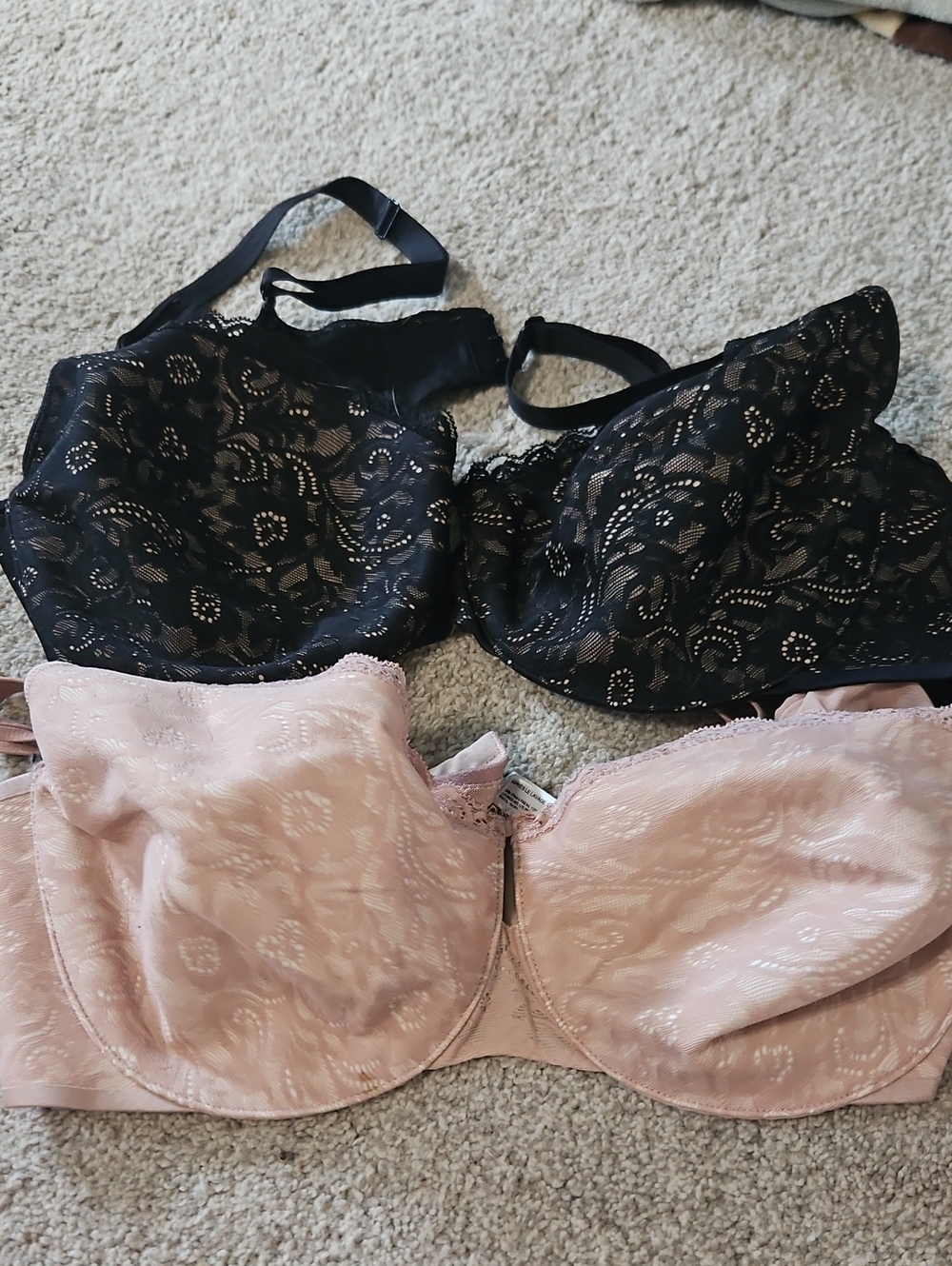 Black Lace and Blush Lace Underwire Bras - Women's Intimates